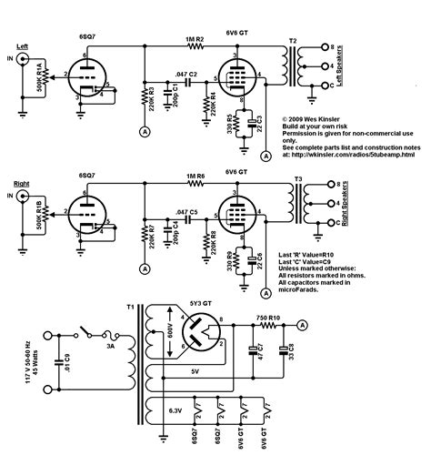tube stereo amplifier  electronic circuit diagrams