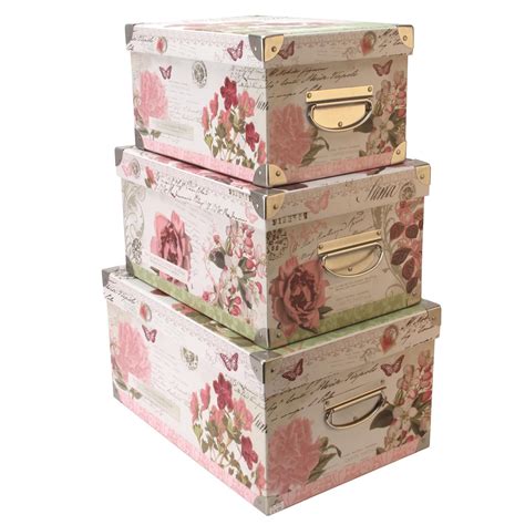 pretty storage boxes jewelkeeper paperboard suitcases set   vintage decorative storage box
