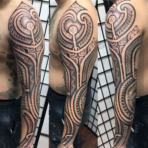 40 Polynesian Sleeve Tattoo Designs For Men Tribal Ink Ideas