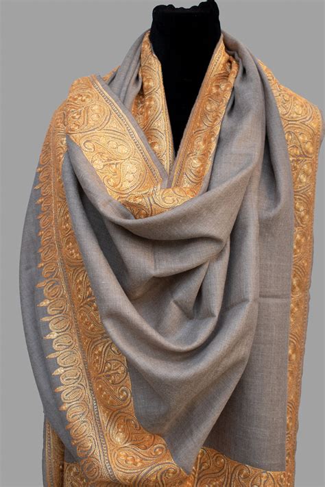 hand tillazari metallic embroidery pure pashminacashmere shawl