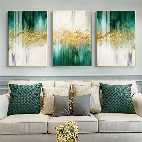 set   wall art gold glitters emerald green luxury painting etsy green canvas art teal