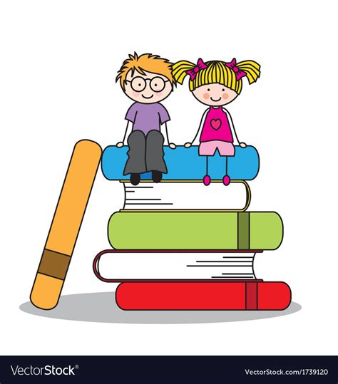 kids sitting  books royalty  vector image