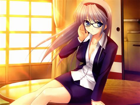 key fumio clannad tomoyo after ~it s a wonderful life~ sakagami tomoyo business suit cleavage