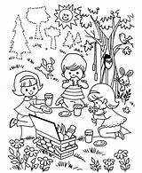 Picnic Playing Coloring Children Pages Family Clipart Outline Three Kids Drawing Friends Park Blanket Printable Color Scene Getdrawings Getcolorings Netart sketch template