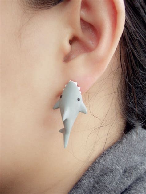 jewels earings shark shark earings cute kawaii ear