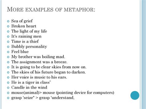 give examples  metaphor metaphor examples