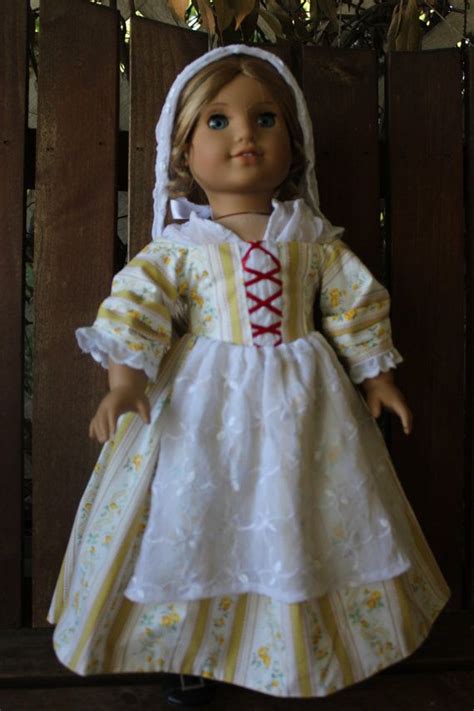 colonial yellow striped work dress with atached apron fichu etsy