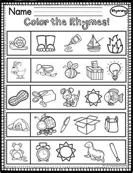 rhyming worksheets great  kindergarten home learning tpt
