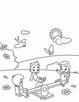 Coloring Kids Play Pages Seesaw Spring Printable Colouring Book Drawing Artwork sketch template