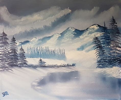 snowy landscape painting  bettie melieste artmajeur