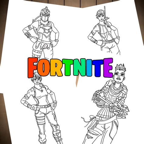 fortnite battle royale coloring pages set    birthday etsy