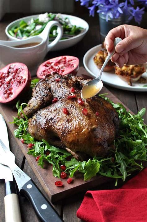 festive christmas roast duck with apple cider drizzle