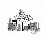 Vegas Las Drawing Skyline Getdrawings sketch template