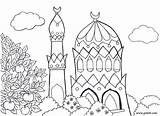 Coloring Pages Kids Islamic Islam Ramadan Muslim Colouring Printable Mosque Drawing Sheets Pillars Nature Clipart Color Mosques Coloriage Children Print sketch template