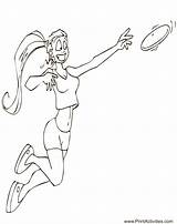 Frisbee Playing Girl Coloring Summer Go sketch template