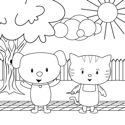 cat  dog coloring coloring pages