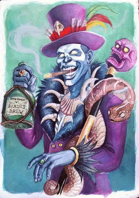 Baron Samedi Voodoo Loa Of Life And Death Watercolor On