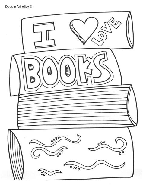 gambar love books coloring page classroomdoodles art color pages