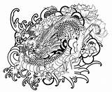 Drago Giapponese Disegnato Tatuaggio Stile Tattoos sketch template