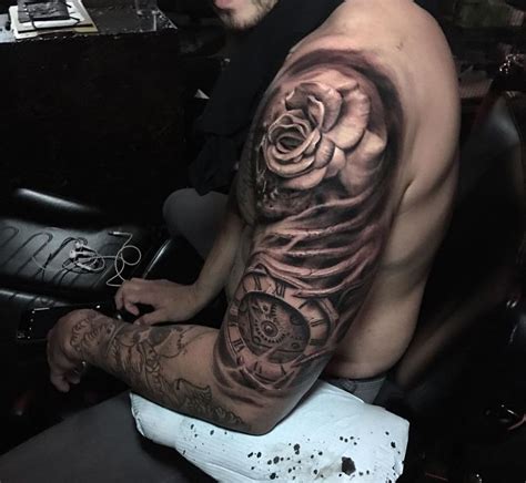 Rose And Clock Half Sleeve Pinterest Tattoo Tatoo And Tatting