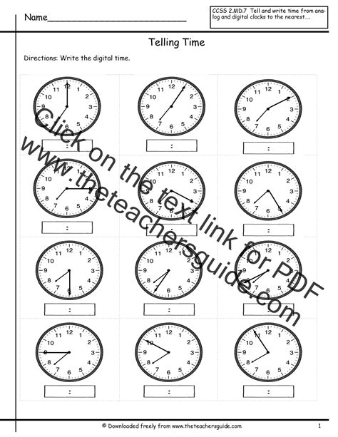 telling time worksheets   teachers guide