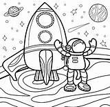 Astronaut Coloring Pages Space Kids Color Planets Planet Wonder Spaceship sketch template