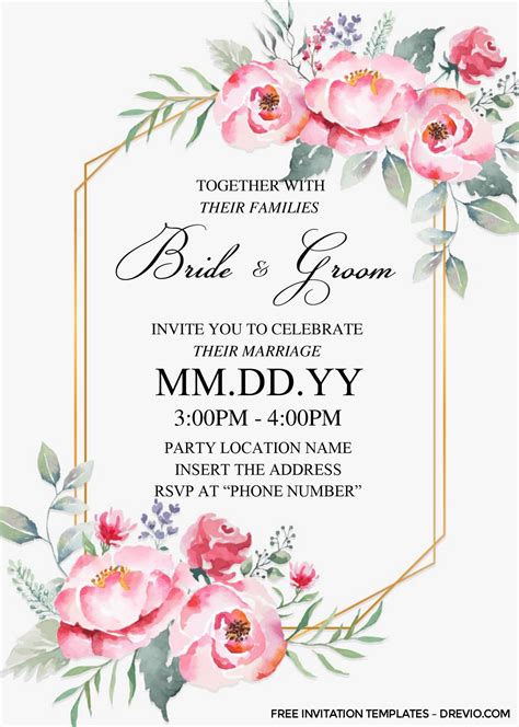 dusty rose wedding invitation template  word  hundreds  printable birthday