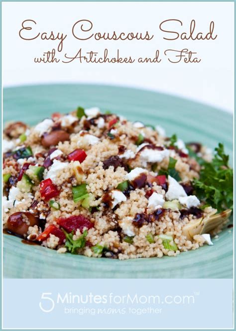 easy couscous salad with artichokes and feta