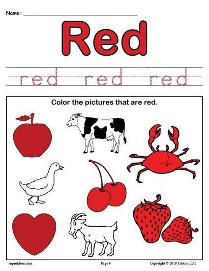 color red worksheet color worksheets color red activities preschool