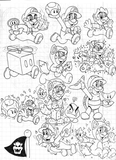 mario power ups pages coloring pages