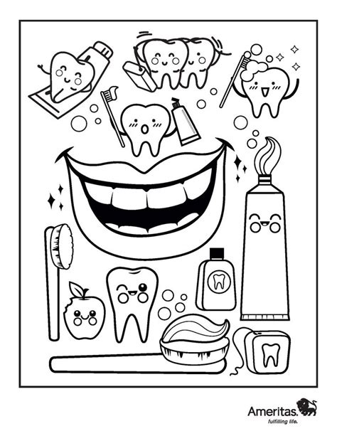 dentist coloring book page dental kids oral health care dental