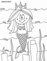 Coloring Alley Doodle Pages Creatures Mythical Printable Mermaid sketch template