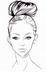 Bun Face Drawing Hair Sketch Illustration Fashion sketch template