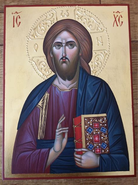 jesus christ icon christ pantocrator hand painted icon byzantine icon
