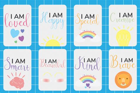 printable affirmation cards  kids graphic  kids zone creative