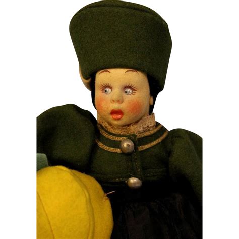 antique lenci miniature doll  abrizzi italy girl  squash