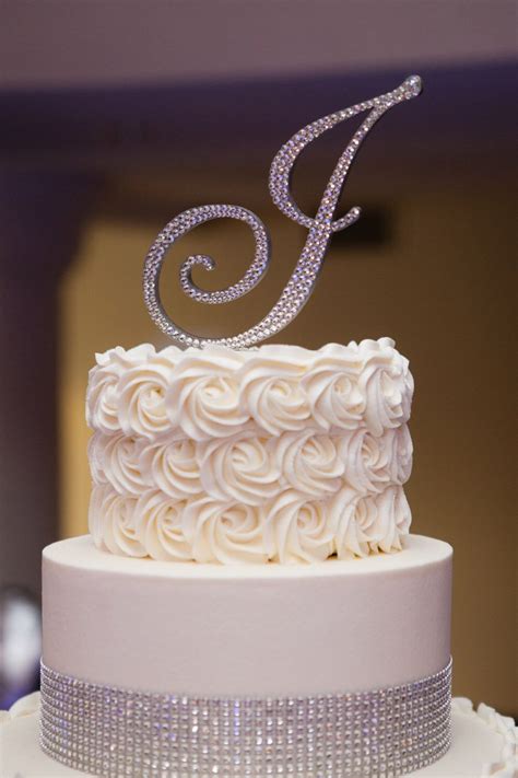 Monogram Wedding Cake Topper Crystal Initial Any Letter A B C D E F G H