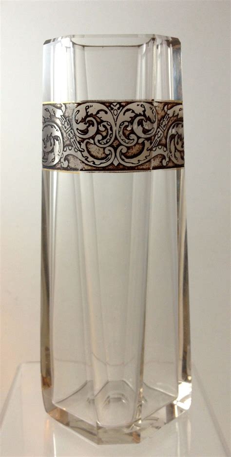 Moser Signed Crystal Vase With Oroplastic Decoration Ca