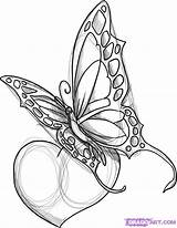 Butterfly Tattoo Drawing Designs Draw Tattoos Butterflies Tribal Heart Drawings Women Step Cool Flowers Sample Paper Back Sketches Sketch Small sketch template