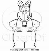 Outlined Rabbit Scuba Gear Clipart Cartoon Thoman Cory Coloring Vector sketch template