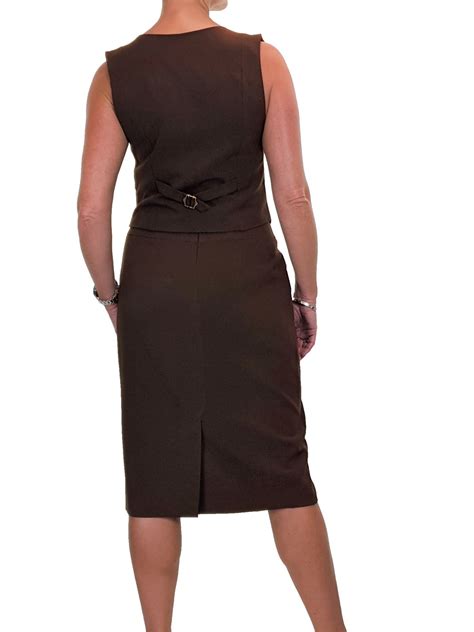 Ladies Tailored Fully Lined Business Waistcoat Skirt Suit