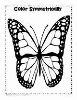 Butterfly Color Worksheets Worksheet Symmetrically Spring Lets Children Beautiful Worksheetplace Symmetrical sketch template