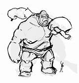 Giant Character Drawing Sketch Riese Skizze Rough Silhouette Over Getdrawings sketch template