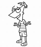 Ferb Coloring Pages Phineas Animated sketch template