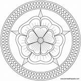 Mandalas Flowers Coloring Pages Mandala Kb Rose sketch template