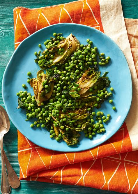 English Peas With Grilled Little Gems Green Garlic And Mint Recipe