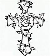 Cross Flowers Drawing Coloring Roses Pages Crosses Getdrawings sketch template
