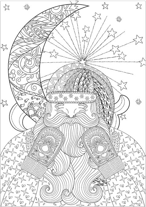 christmas santa claus  gloves  moon christmas adult coloring pages