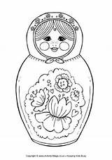 Matryoshka Doll Coloring Dolls Colouring Nesting Russian Pages Template Russia Printable Color Kids Colour Crafts Adults Kokeshi Babushka Drawing Russe sketch template