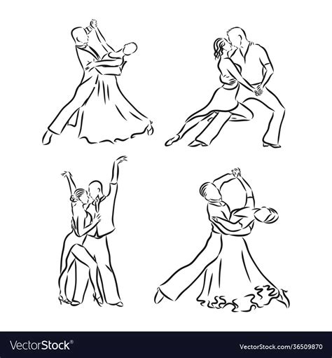 Ballroom Dancing Couples Dancing Sketch Royalty Free Vector